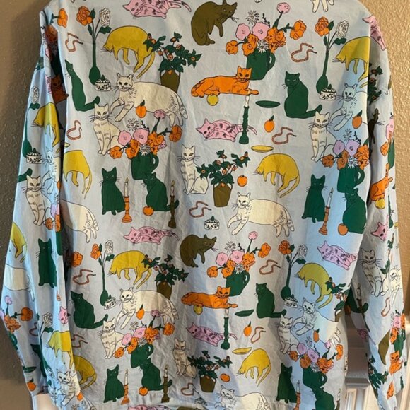 Hanna Andersson Baggu Cat Table Talk Women’s Long Sleeved Button Up Shirt S - Picture 10 of 15